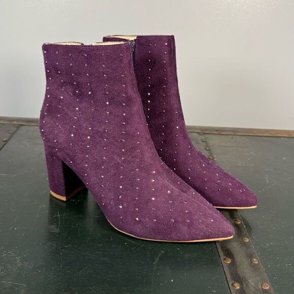 H Halston Women's Tokyo Bedazzled Ankle Booties Purple Size 8 - Picture 1 of 5